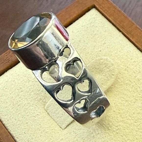 Stunning Faceted Genuine Solitaire Citrine Statement Ring 8 - Picture 3 of 8